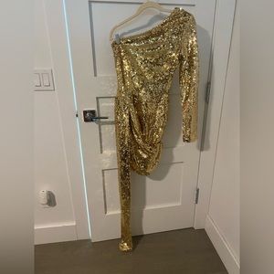 SHINY GOLD MINI DRESS. Beachside Bunny